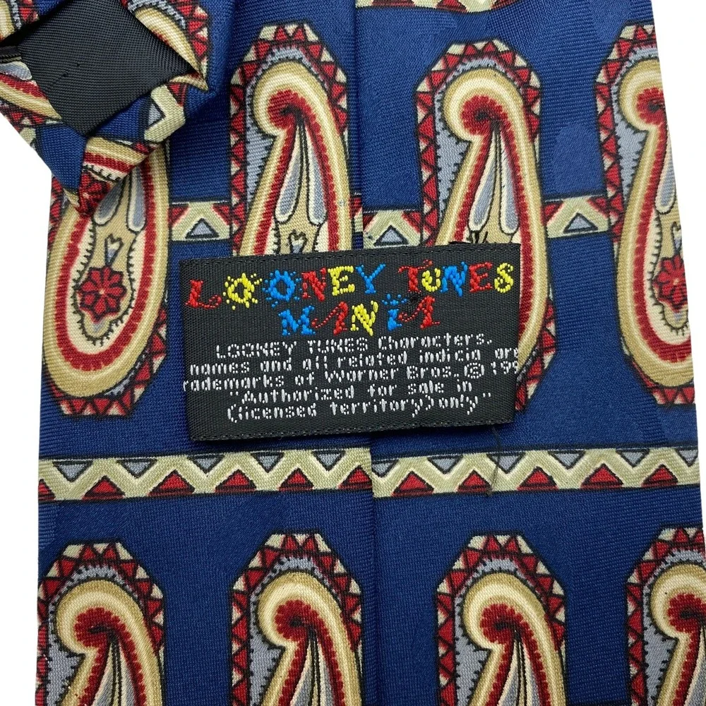 Looney Tunes Mania Tie Mens Blue Bugs‎ Bunny Wile E Coyote Cartoon Necktie